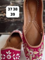 Leather Jutti with Sequence, Thread work, and Mirror Embroidery Work
