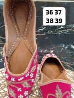 Leather Jutti with Sequence, Thread work, and Mirror Embroidery Work 