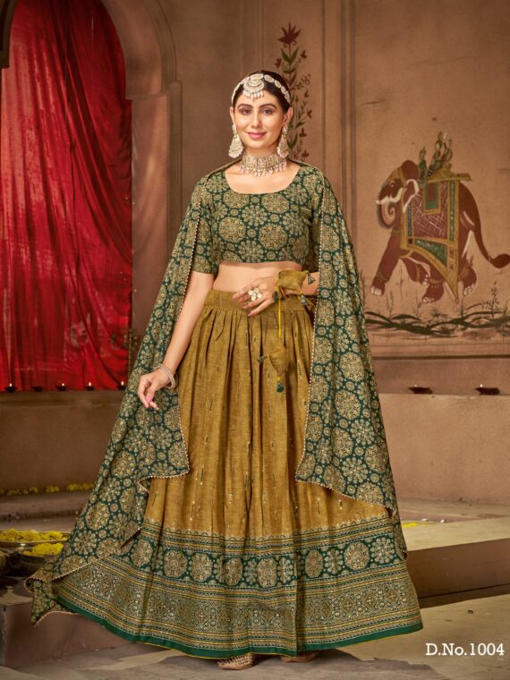 Traditional Lehenga Choli with Block Print 3 Piece Set