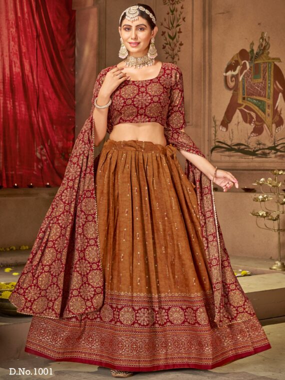 Traditional Lehenga Choli with Block Print 3 Piece Set