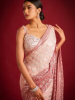 Bollywood Designer Shami Satin Saree & Blouse with Embroidery Work