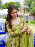 Chinnon Gown dress and flowing organza dupatta 2 Piece Set 