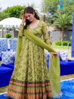 Chinnon Gown dress and flowing organza dupatta 2 Piece Set 