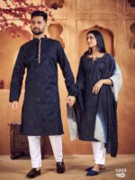 Couple Kurta, Pant & Kurti Set Hand work with Sequence 5 Piece Set