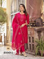 Rayon Kurti with Chanderi Block Print 3 Piece Set