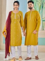 Soul Mates Kurta Pant & Kurti Set Weaving Stripe With Embroidery Work 5 Piece Set