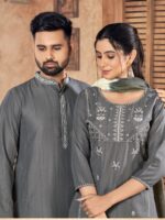 Soul Mates Kurta Pant & Kurti Set Weaving Stripe With Embroidery Work 5 Piece Set