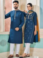 Soul Mates Kurta Pant & Kurti Set Weaving Stripe With Embroidery Work 5 Piece Set