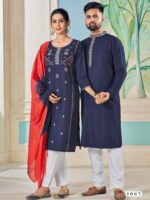 Soul Mates Kurta Pant & Kurti Set Weaving Stripe With Embroidery Work 5 Piece Set