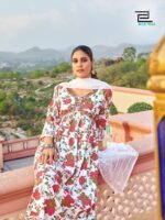 Alia Cut Kurti with Embroidery Floral Print 3 Piece Set