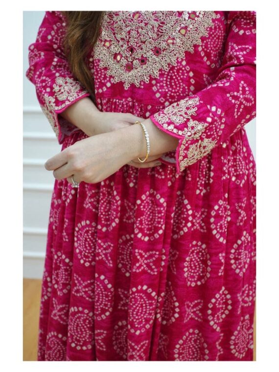Pink Sharara Set Festive Wear With Embroidery Mirror Work and Prints 3 Piece Set