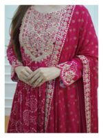Pink Sharara Set Festive Wear With Embroidery Mirror Work and Prints 3 Piece Set