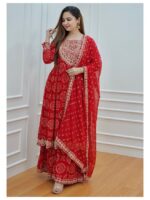 Red Sharara Set Festive Wear With Embroidery Mirror Work and Prints