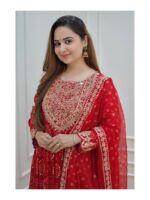 Red Sharara Set Festive Wear With Embroidery Mirror Work and Prints