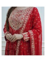 Red Sharara Set Festive Wear With Embroidery Mirror Work and Prints