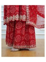 Red Sharara Set Festive Wear With Embroidery Mirror Work and Prints