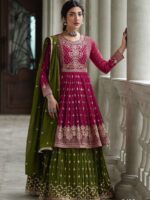 Sharara Pattern Lehenga Embroidery Sequence Work 3 Piece SetÂ