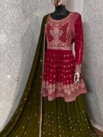 Sharara Pattern Lehenga Embroidery Sequence Work 3 Piece SetÂ