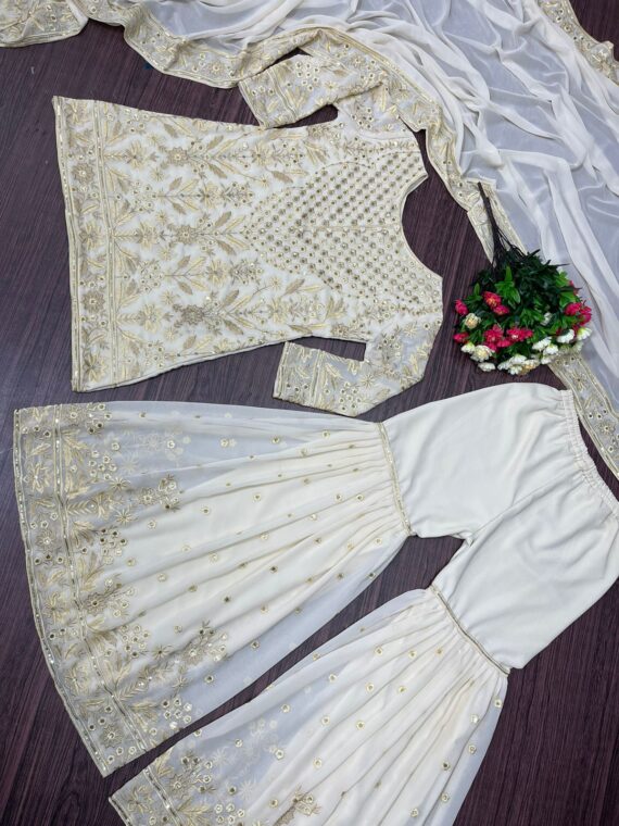 Bollywood Designer Palazzo Set Embroidery Sequence Work 3 Piece Set