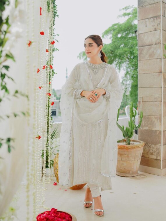 Bollywood Designer Kurti set Faux Georgette Heavy Embroidery Sequence Work 3 Piece Set