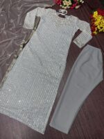 Bollywood Designer Kurti set Faux Georgette Heavy Embroidery Sequence Work 3 Piece Set