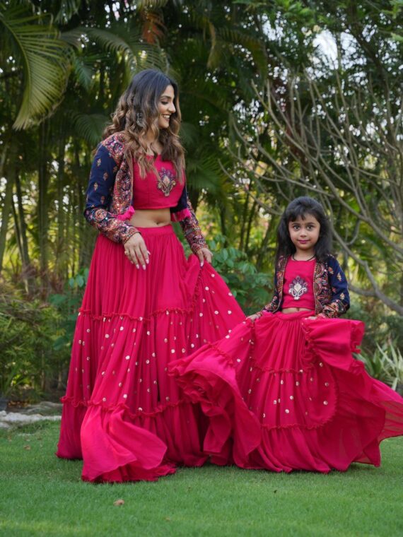 Combo Lehenga Choli Embroidery Sequence Thread Work 3 Piece SetÂ