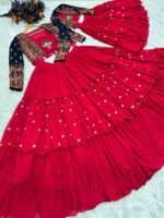 Combo Lehenga Choli Embroidery Sequence Thread Work 3 Piece Set 