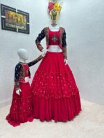 Combo Lehenga Choli Embroidery Sequence Thread Work 3 Piece Set 