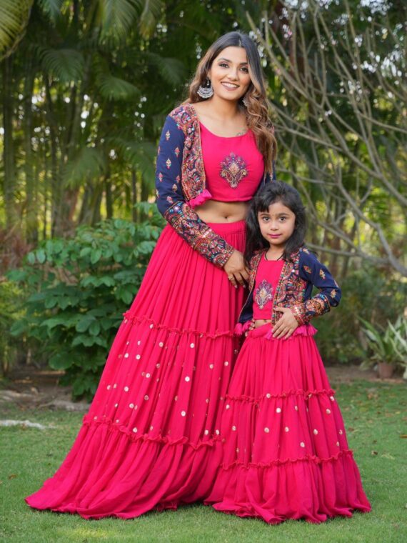 Combo Lehenga Choli Embroidery Sequence Thread Work 3 Piece SetÂ