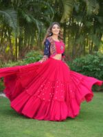 Combo Lehenga Choli Embroidery Sequence Thread Work 3 Piece SetÂ