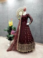 Designer Gowns Party Wear Heavy Embroidery Sequence Work 2 Piece Set 