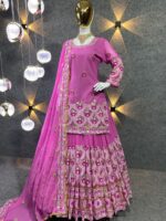 Designer Sharara Lehenga Pattern Embroidery Sequence Work 3 Piece Set