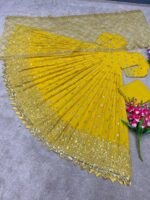 Designer Gowns Party Wear Heavy Embroidery Sequence Work 2 Piece Set 