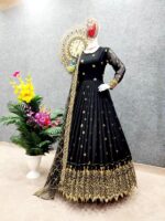 Designer Gowns Party Wear Heavy Embroidery Sequence Work 2 Piece Set 