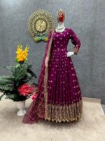 Designer Gowns Party Wear Heavy Embroidery Sequence Work 2 Piece Set 