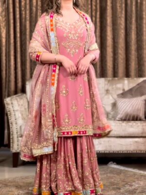 Palazzo Set Faux Georgette With Heavy Embroidery With Sequence Work 3 Piece Set 