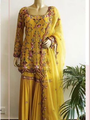 Designer Palazzo Party Wear Embroidery Sequence Work 3 Piece Set