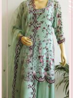 Designer Palazzo Party Wear Embroidery Sequence Work 3 Piece Set