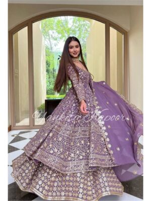 Bollywood Designer Sharara Pattern Lehenga Faux Georgette With Embroidery Sequence Work 3 Piece Set 