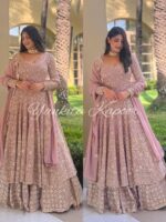 Bollywood Designer Sharara Pattern Lehenga Faux Georgette With Embroidery Sequence Work 3 Piece Set 