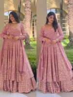 Bollywood Designer Sharara Pattern Lehenga Faux Georgette With Embroidery Sequence Work 3 Piece Set 