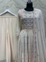 Nayra Cut Kurti with Plazzo Embroidery Sequence Work 3 Piece Set 