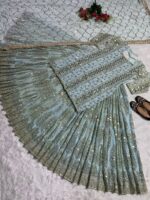 Bollywood Designer Sharara Pattern Lehenga Embroidery Sequence Work 3 Piece SetÂ