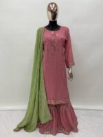Designer Sarara Embroidery and Sequence Work Faux Georgette 3 Piece SetÂ