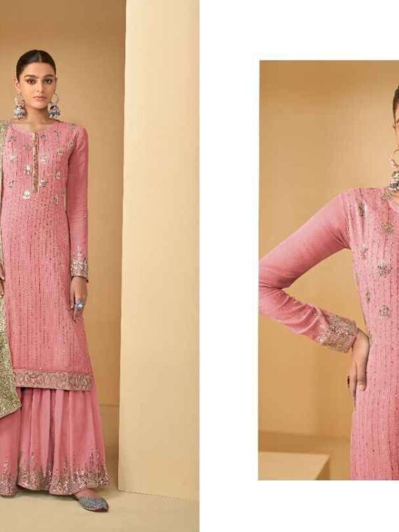 Designer Sarara Embroidery and Sequence Work Faux Georgette 3 Piece SetÂ