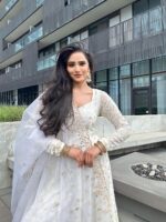 Designer Gown Mirror Work with Embroidery Sequence Thread Work 2 Piece Set 