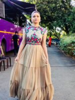 Ankita Lokhande Bollywood Designer Gown Faux Georgette 2 Piece Set 