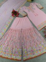 Aditi Rao Hydari Bollywood Designer Embroidery Sequence Work Sarara and Plazzo 3 Piece Set 
