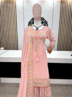 Aditi Rao Hydari Bollywood Designer Embroidery Sequence Work Sarara and Plazzo 3 Piece Set 