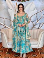 Bollywood Designer Embroidery Print Georgette Fabric Gowns 2 Piece Set